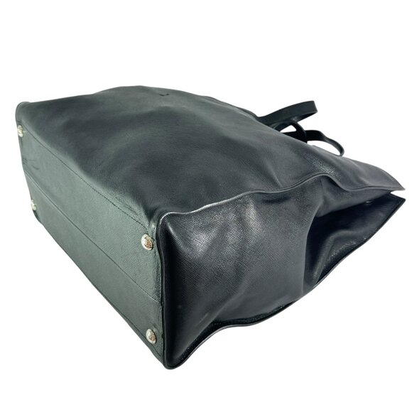 PRADA Authentic Front Logo Black Leather Saffiano Tote Bag Made in Italy - Picture 4 of 14